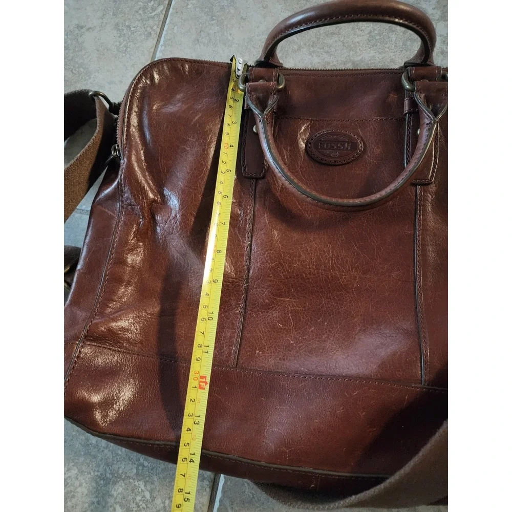 Fossil Brown Leather Messenger Bag Vintage Briefcase Laptop Crossbody MBG9044